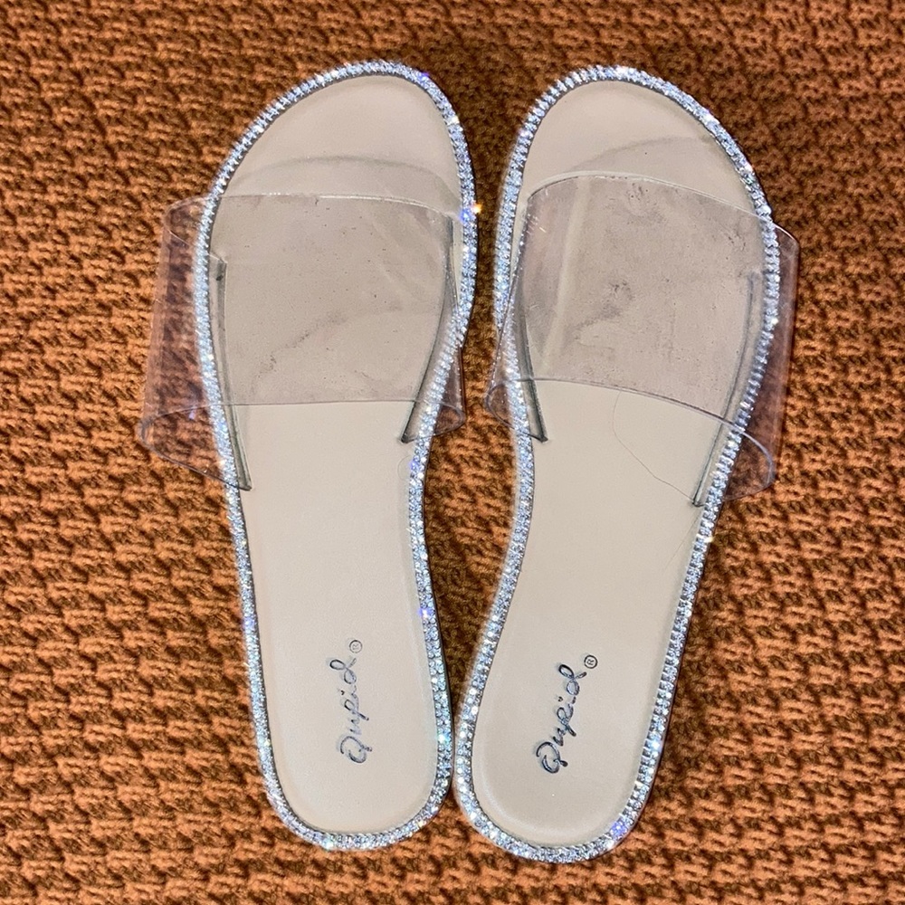 Clear embellished sandals